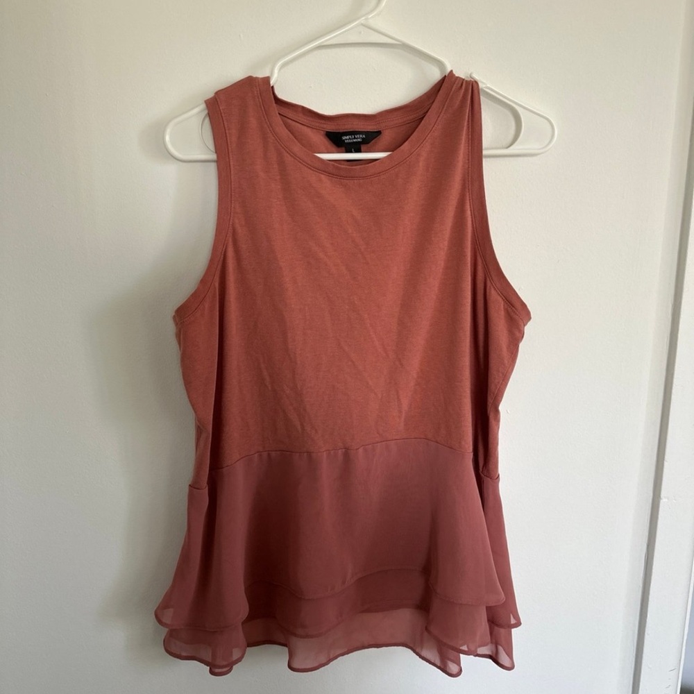 Women's Sleeveless Layered Top - Rust